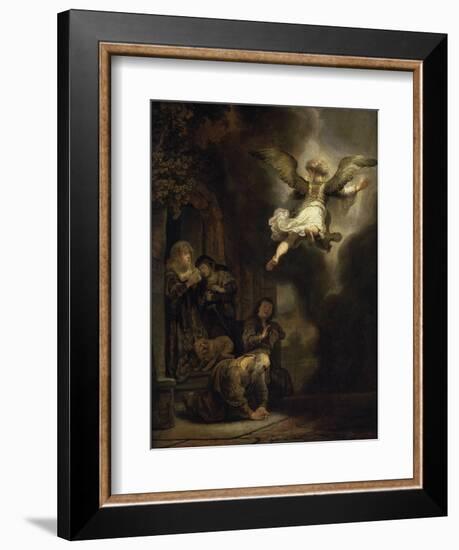 Archangel Raphael Leaving the Family of Tobias-Rembrandt van Rijn-Framed Giclee Print