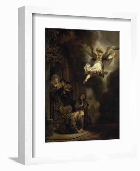 Archangel Raphael Leaving the Family of Tobias-Rembrandt van Rijn-Framed Giclee Print