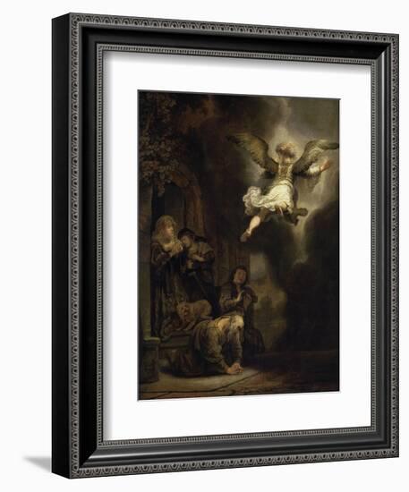 Archangel Raphael Leaving the Family of Tobias-Rembrandt van Rijn-Framed Giclee Print