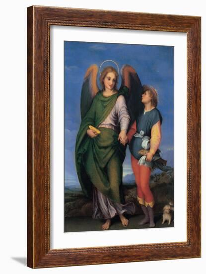 Archangel Raphael with Tobias-Andrea del Sarto-Framed Art Print