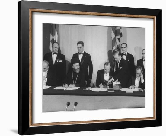 Archbishop Makarios Cypriot Leader at Cyprus Independence Ceremony W. Others-null-Framed Photographic Print