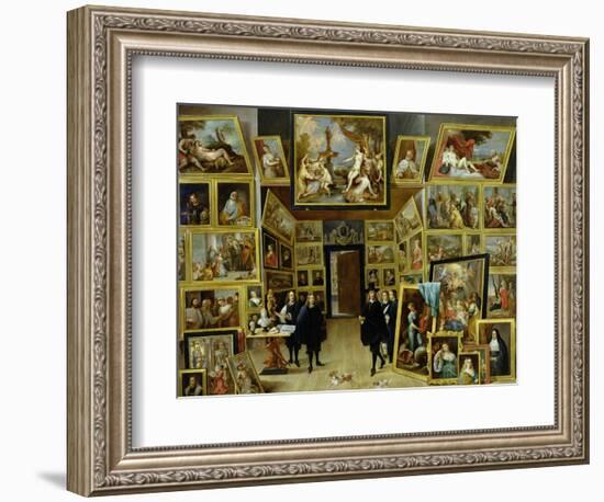 Archduke Leopold Wilhelm (1614-61) in His Picture Gallery, circa 1647-David Teniers the Younger-Framed Giclee Print