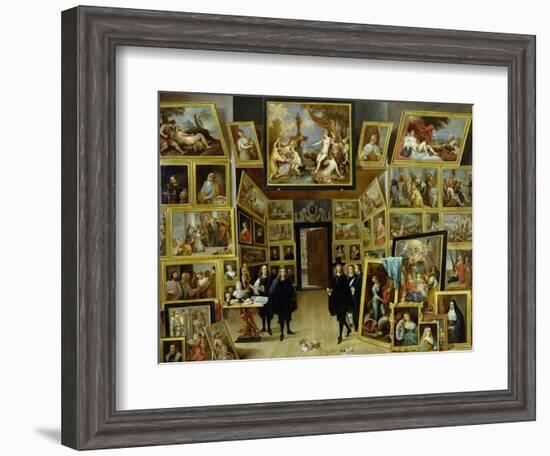 Archduke Leopold Wilhelm (1614-61) in His Picture Gallery, circa 1647-David Teniers the Younger-Framed Giclee Print