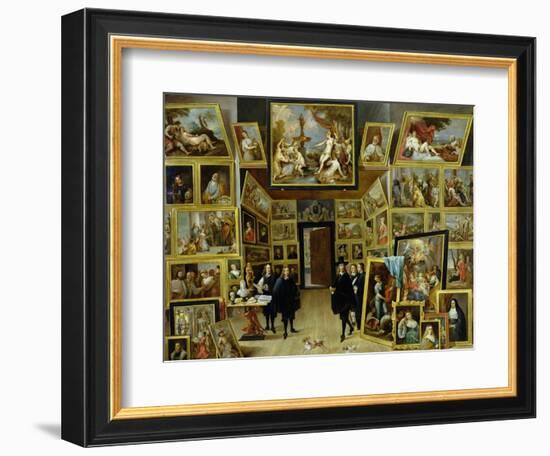 Archduke Leopold Wilhelm (1614-61) in His Picture Gallery, circa 1647-David Teniers the Younger-Framed Giclee Print