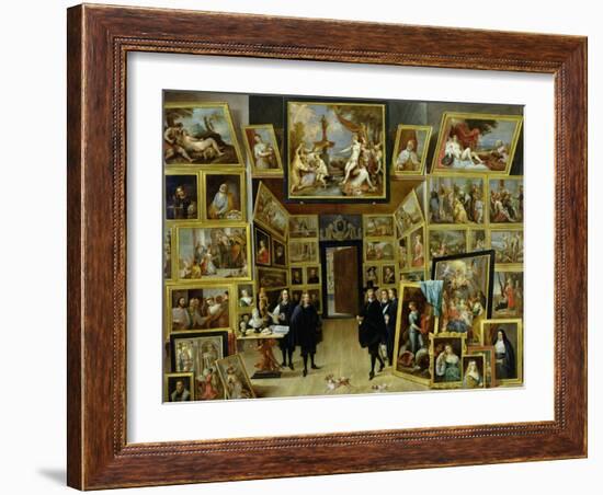 Archduke Leopold Wilhelm (1614-61) in His Picture Gallery, circa 1647-David Teniers the Younger-Framed Giclee Print