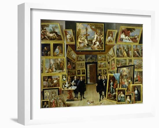 Archduke Leopold Wilhelm (1614-61) in His Picture Gallery, circa 1647-David Teniers the Younger-Framed Giclee Print