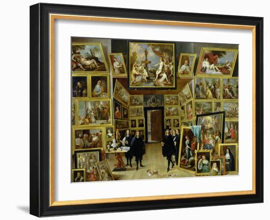 Archduke Leopold Wilhelm (1614-61) in His Picture Gallery, circa 1647-David Teniers the Younger-Framed Giclee Print