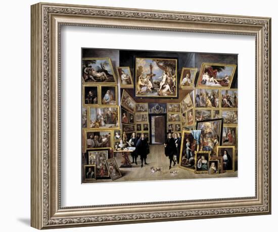 Archduke Leopold Wilhelm in His Gallery in Brussels, 1647-1651-David Teniers the Younger-Framed Giclee Print