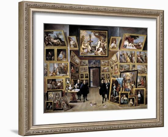 Archduke Leopold Wilhelm in His Gallery in Brussels, 1647-1651-David Teniers the Younger-Framed Giclee Print