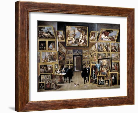 Archduke Leopold Wilhelm in His Gallery in Brussels, 1647-1651-David Teniers the Younger-Framed Giclee Print