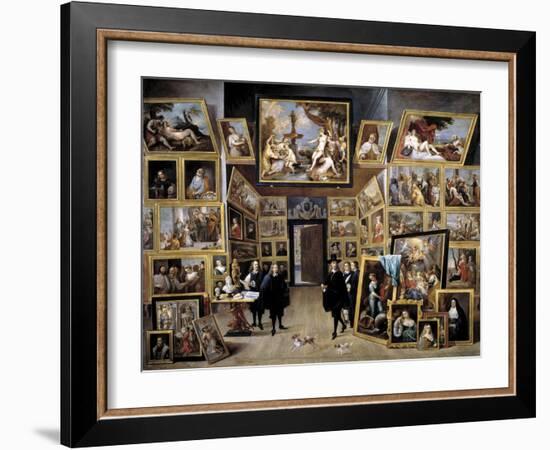 Archduke Leopold Wilhelm in His Gallery in Brussels, 1647-1651-David Teniers the Younger-Framed Giclee Print