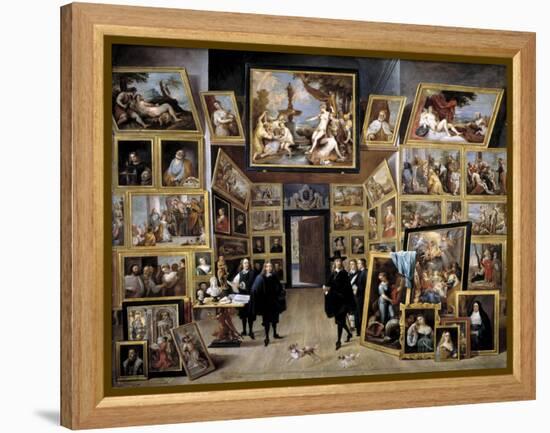 Archduke Leopold Wilhelm in His Gallery in Brussels, 1647-1651-David Teniers the Younger-Framed Premier Image Canvas