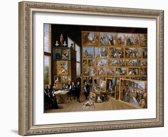 Archduke Leopold Wilhelm in His Gallery in Brussels, Ca 1651-David Teniers the Younger-Framed Giclee Print