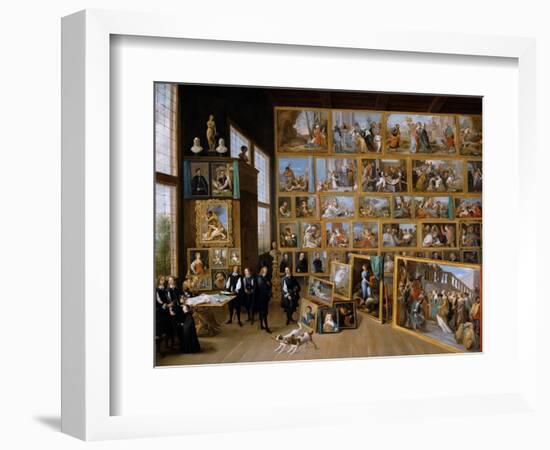 Archduke Leopold Wilhelm in His Gallery in Brussels, Ca 1651-David Teniers the Younger-Framed Giclee Print