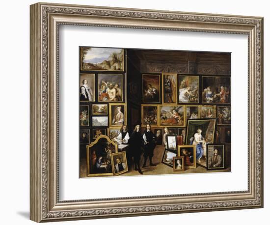Archduke Leopold Wilhelm in His Picture Gallery, with the Artist and Other Figures-David Teniers the Younger-Framed Giclee Print