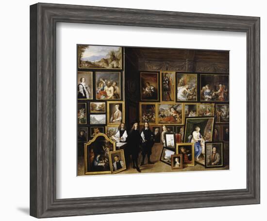 Archduke Leopold Wilhelm in His Picture Gallery, with the Artist and Other Figures-David Teniers the Younger-Framed Giclee Print