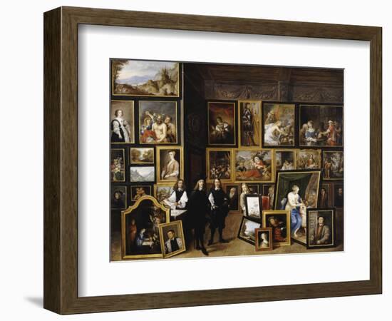 Archduke Leopold Wilhelm in His Picture Gallery, with the Artist and Other Figures-David Teniers the Younger-Framed Giclee Print