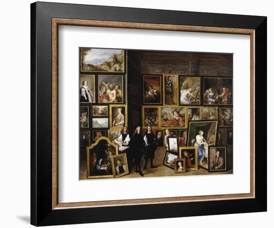 Archduke Leopold Wilhelm in His Picture Gallery, with the Artist and Other Figures-David Teniers the Younger-Framed Giclee Print