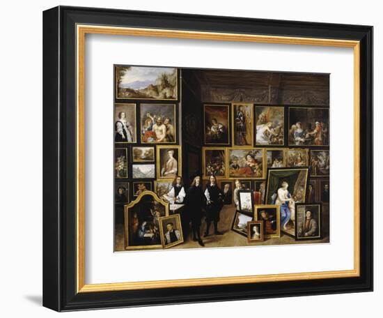 Archduke Leopold Wilhelm in His Picture Gallery, with the Artist and Other Figures-David Teniers the Younger-Framed Giclee Print