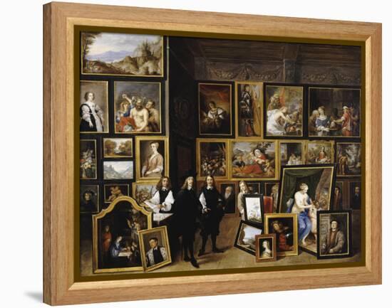 Archduke Leopold Wilhelm in His Picture Gallery, with the Artist and Other Figures-David Teniers the Younger-Framed Premier Image Canvas