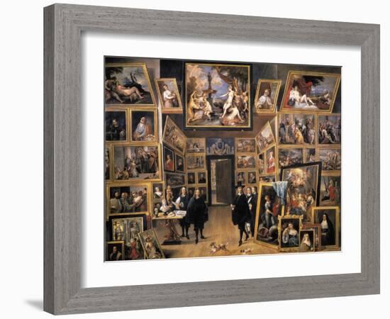 Archduke Leopold Wilhelm in His Picture Gallery-David Teniers the Younger-Framed Art Print