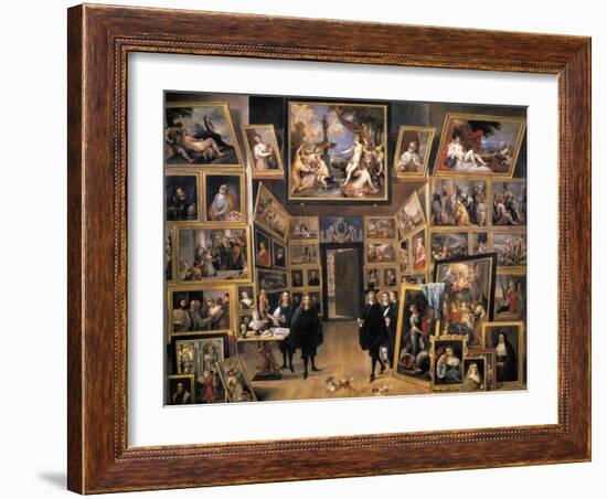 Archduke Leopold Wilhelm in His Picture Gallery-David Teniers the Younger-Framed Art Print