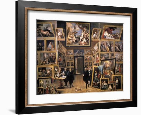 Archduke Leopold Wilhelm in His Picture Gallery-David Teniers the Younger-Framed Art Print