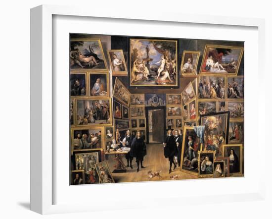 Archduke Leopold Wilhelm in His Picture Gallery-David Teniers the Younger-Framed Art Print