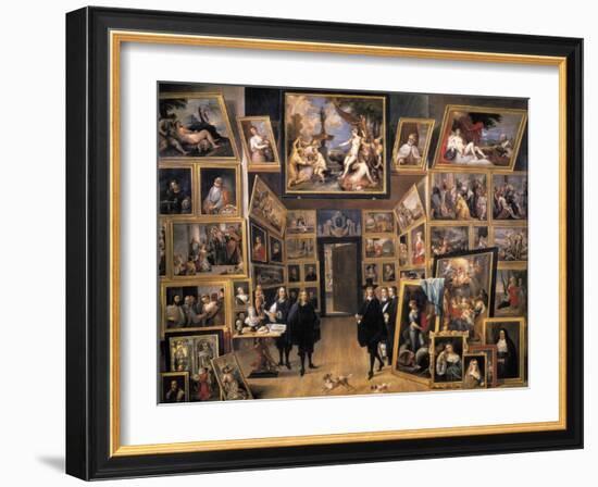 Archduke Leopold Wilhelm in His Picture Gallery-David Teniers the Younger-Framed Art Print