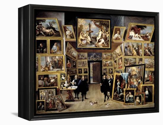 Archduke Leopoldo Guillermo At His Picture Gallery In Brussels, 1647-1651, Flemish School-David Teniers the Younger-Framed Premier Image Canvas