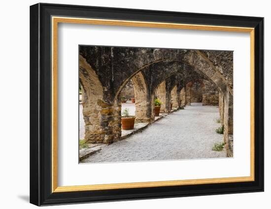 Arched Portico at Mission San Jose in San Antonio-Larry Ditto-Framed Photographic Print