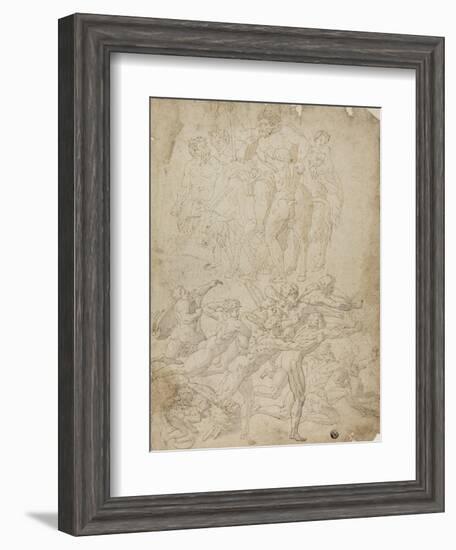 Archers Shooting at a Herm, Triumph of Bacchus, and Other Studies-Michelangelo & Perino del Vaga-Framed Giclee Print