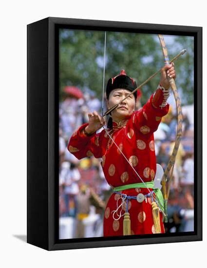 Archery Contest, Naadam Festival, Oulaan Bator (Ulaan Baatar), Mongolia, Central Asia-Bruno Morandi-Framed Premier Image Canvas
