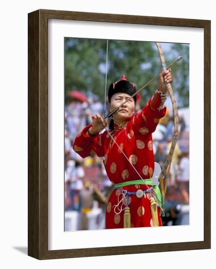 Archery Contest, Naadam Festival, Oulaan Bator (Ulaan Baatar), Mongolia, Central Asia-Bruno Morandi-Framed Photographic Print