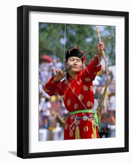 Archery Contest, Naadam Festival, Oulaan Bator (Ulaan Baatar), Mongolia, Central Asia-Bruno Morandi-Framed Photographic Print