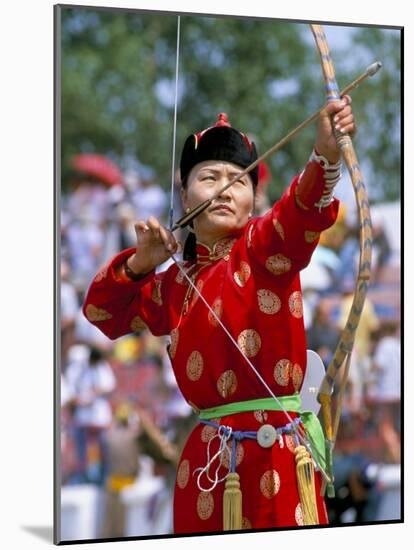 Archery Contest, Naadam Festival, Oulaan Bator (Ulaan Baatar), Mongolia, Central Asia-Bruno Morandi-Mounted Photographic Print