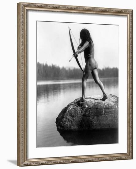 Archery: Nootka Indian-Edward S^ Curtis-Framed Photographic Print