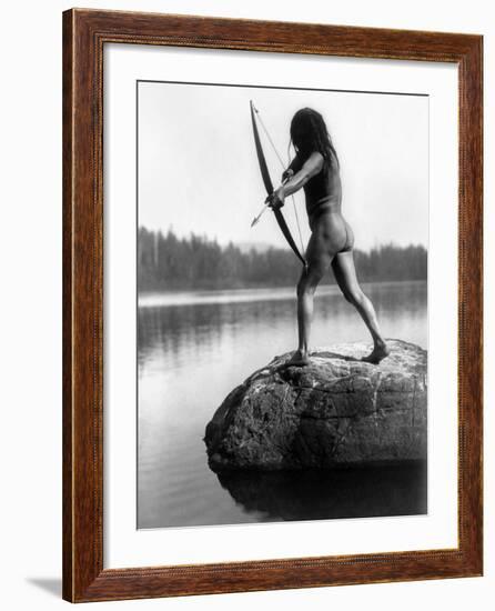 Archery: Nootka Indian-Edward S^ Curtis-Framed Photographic Print