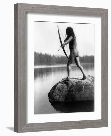 Archery: Nootka Indian-Edward S^ Curtis-Framed Photographic Print