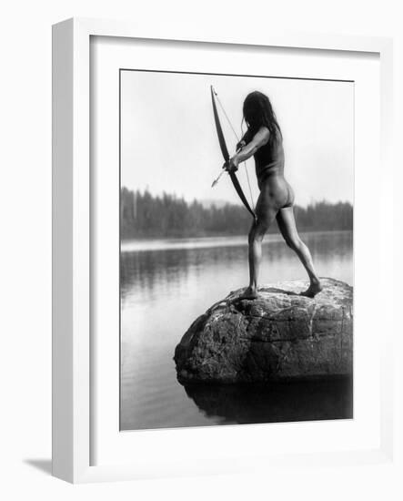 Archery: Nootka Indian-Edward S^ Curtis-Framed Photographic Print