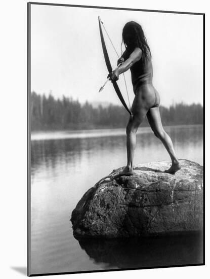 Archery: Nootka Indian-Edward S^ Curtis-Mounted Photographic Print