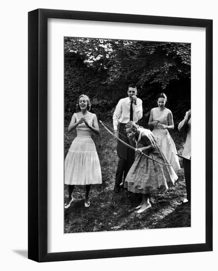 Archery Providing Entertainment at a Teenage Party-Yale Joel-Framed Photographic Print