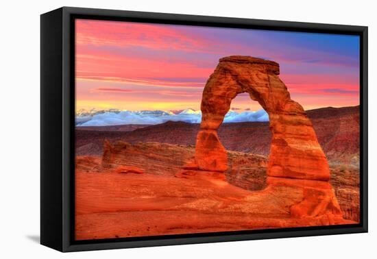 Arches National Park Delicate Arch Sunset in Moab Utah USA Photo Mount-holbox-Framed Premier Image Canvas