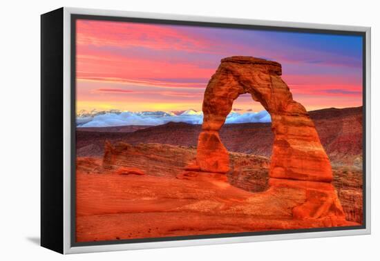 Arches National Park Delicate Arch Sunset in Moab Utah USA Photo Mount-holbox-Framed Premier Image Canvas