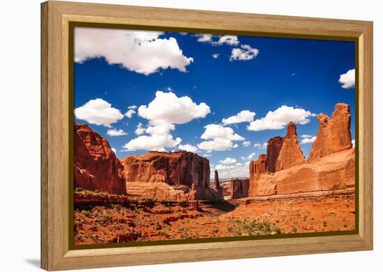 Arches National Park Landscape View with Blue Sky and White Clou-MartinM303-Framed Premier Image Canvas