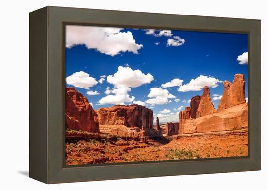Arches National Park Landscape View with Blue Sky and White Clou-MartinM303-Framed Premier Image Canvas