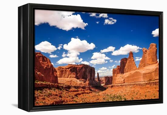 Arches National Park Landscape View with Blue Sky and White Clou-MartinM303-Framed Premier Image Canvas