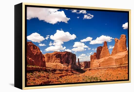 Arches National Park Landscape View with Blue Sky and White Clou-MartinM303-Framed Premier Image Canvas