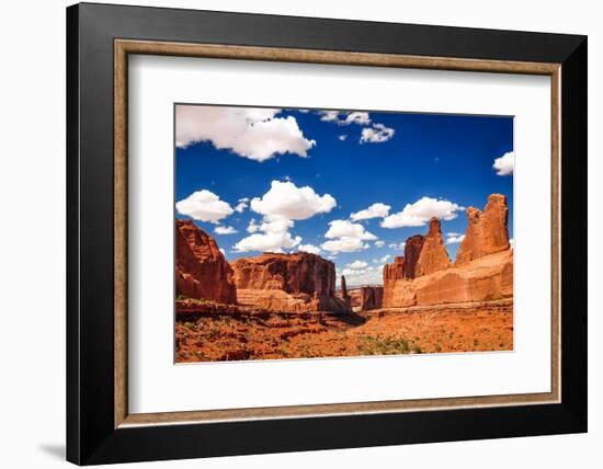 Arches National Park Landscape View with Blue Sky and White Clou-MartinM303-Framed Photographic Print