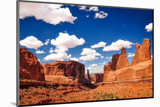 Arches National Park Landscape View with Blue Sky and White Clou-MartinM303-Mounted Photographic Print